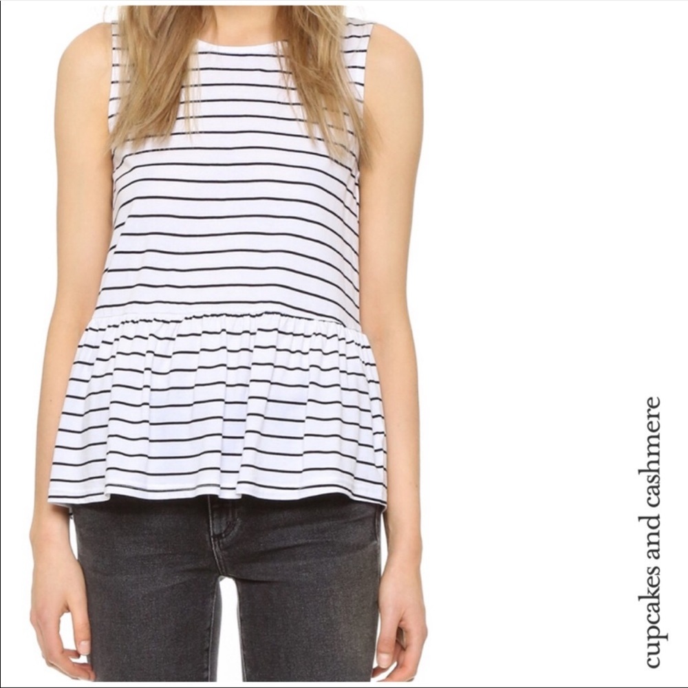 Cupcakes & Cashmere Horizon Stripe Top w Ruffle